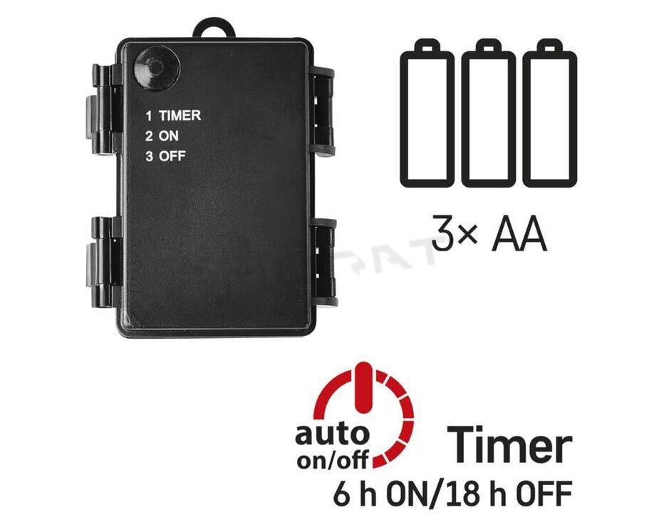 Svietidlo LED VIANOČNÉ- reťaz D4FW03 3x AA 8,4 m, vnút/von IP44 tep biel časovač