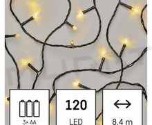 Svietidlo LED VIANOČNÉ- reťaz D4FW03 3x AA 8,4 m, vnút/von IP44 tep biel časovač