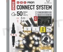 Svietidlo LED VIANOČNÉ- reťaz D2CN01 cencúle 3m, IP44 t/s, biela