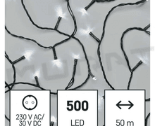 Svietidlo LED VIANOČNÉ- reťaz D4AC06 50m IP44 studená biela, časovač