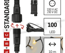 Svietidlo LED VIANOČNÉ- reťaz spojovacia Standard D1AW01 10m IP44 teplá biela