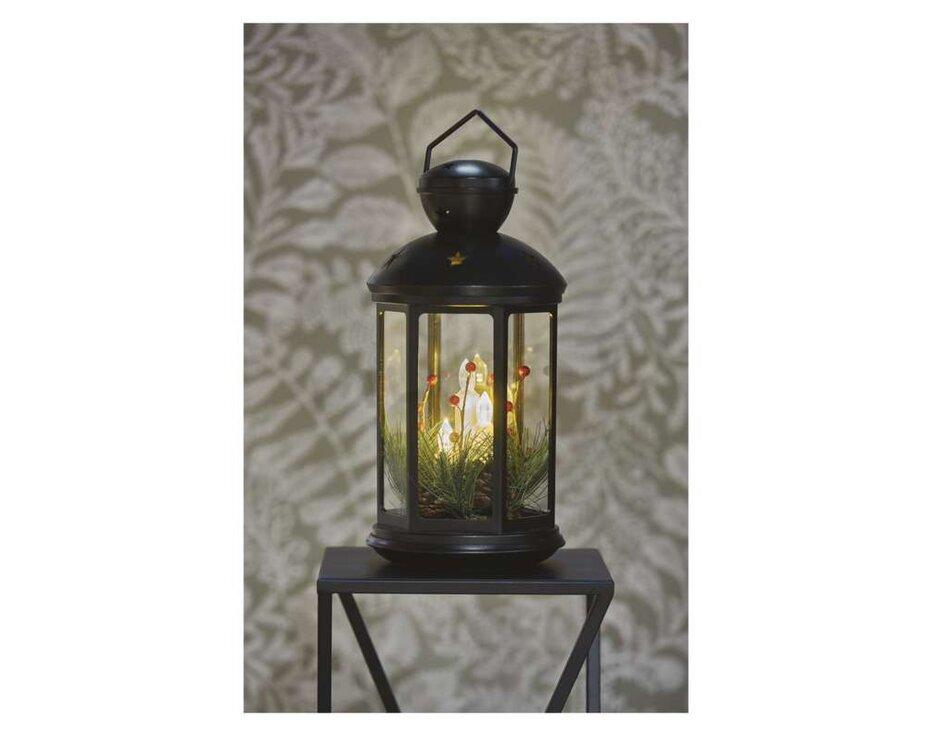 Svietidlo LED VIANOČNÉ- lampáš čierny so svieč DCLV15 35,5cm 3xC, vnút vintage