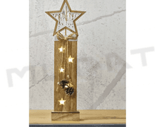 Svietidlo LED VIANOČNÉ- DCWW10 drevená hviezda 48cm 2xAA vnút teplá biela čas