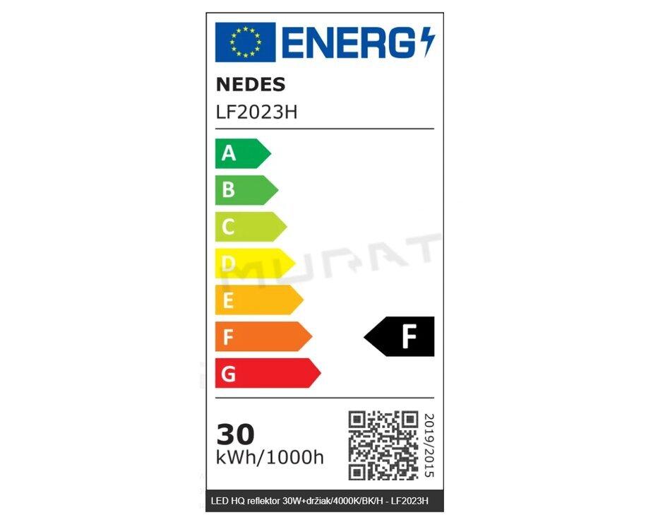 Svietidlo reflektor LED  30W IP44 Slim čierny +držiak 4000k Nedes LF2023H