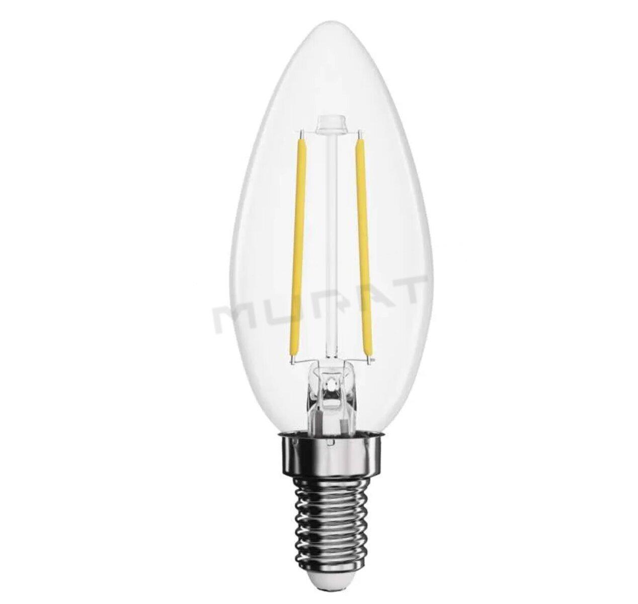 Žiarovka LED  E14 230V  1,8W Filament 250lm sviečka teplá biela 2700K ZF3200