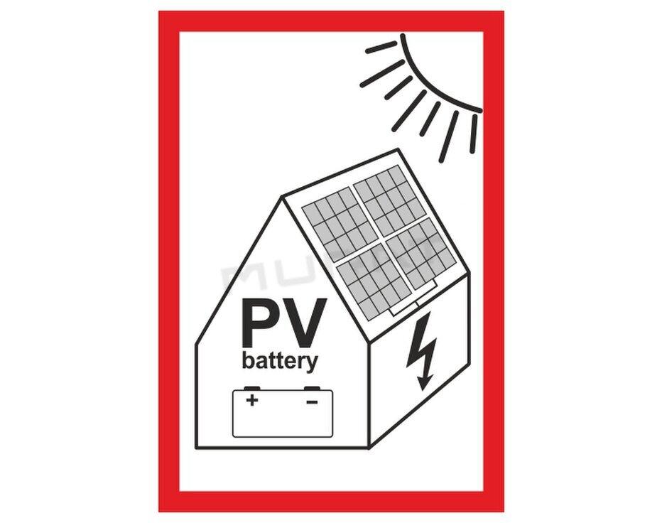 Štítok samolepiaci FV 5,2x7,4cm  fotovoltika + so symbolom batérie